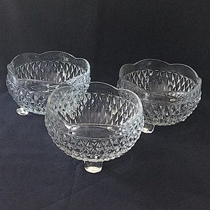 Set of three (3) footed candy/nut bowls.